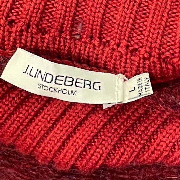 J. LINDEBERG Long Sleeve Turtleneck Pullover Mohair Blend Deep Red - L - Picture 10 of 12